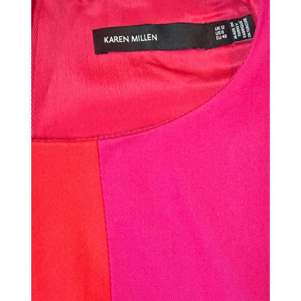 Karen Millen Colorblock Sheath Dress Pink Red Office Siren Seen On TV US 8 - Picture 5 of 9